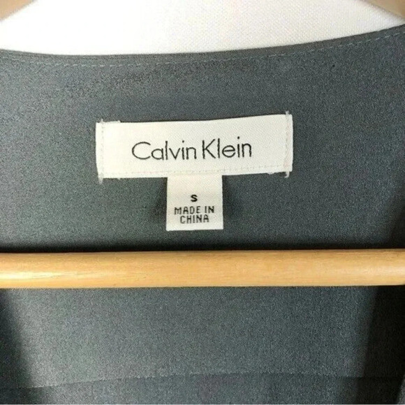 Calvin Klein Charcoal Gray Wrap Front Roll Tab Sleeve Blouse S - Picture 4 of 4